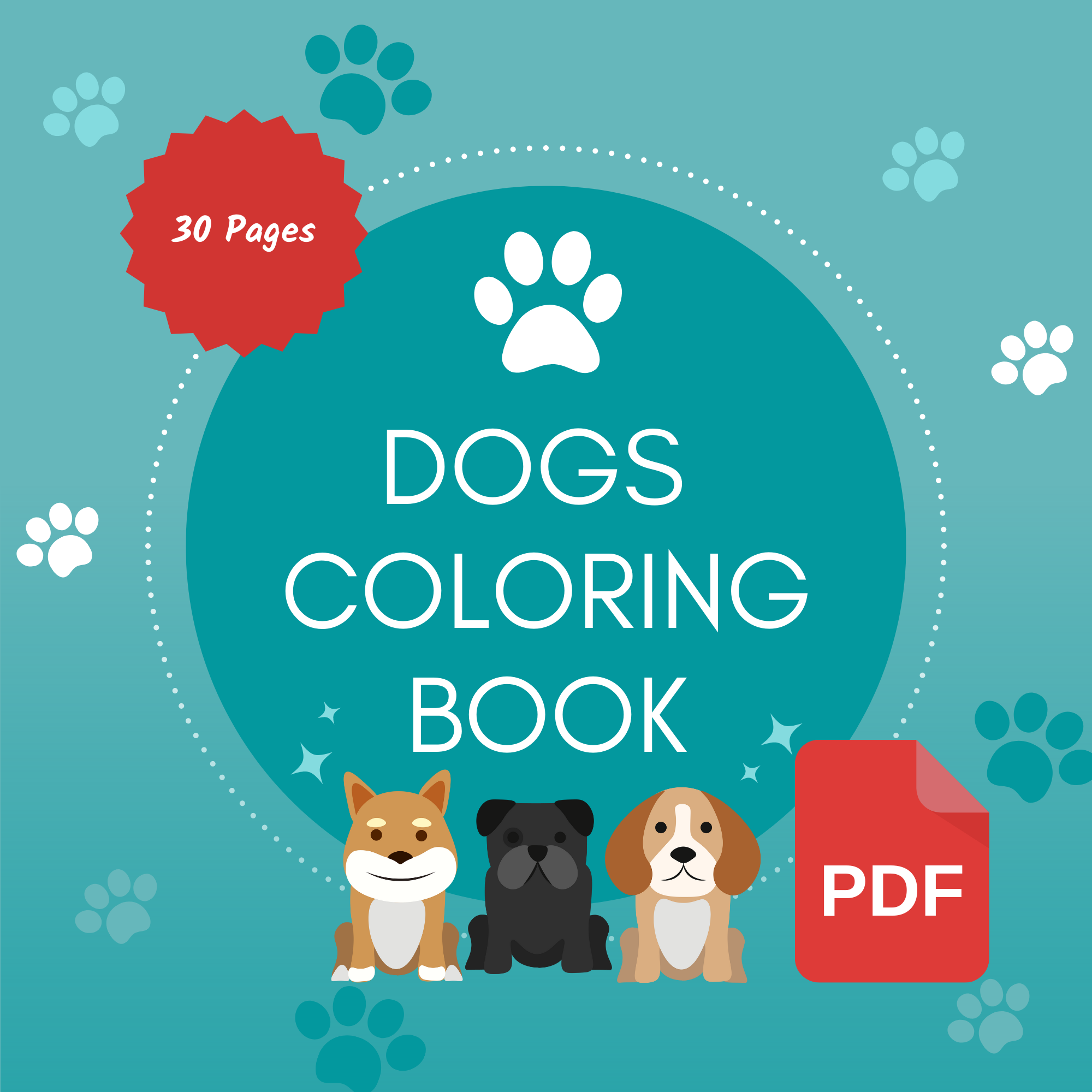 Easy Resell: 30+ Adorable Dog Coloring Book for Kids in PDF