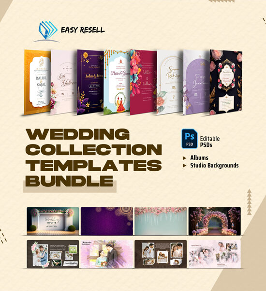 Wedding Designs Templates Collection | Album & Studio Backgrounds| Editable PSDs